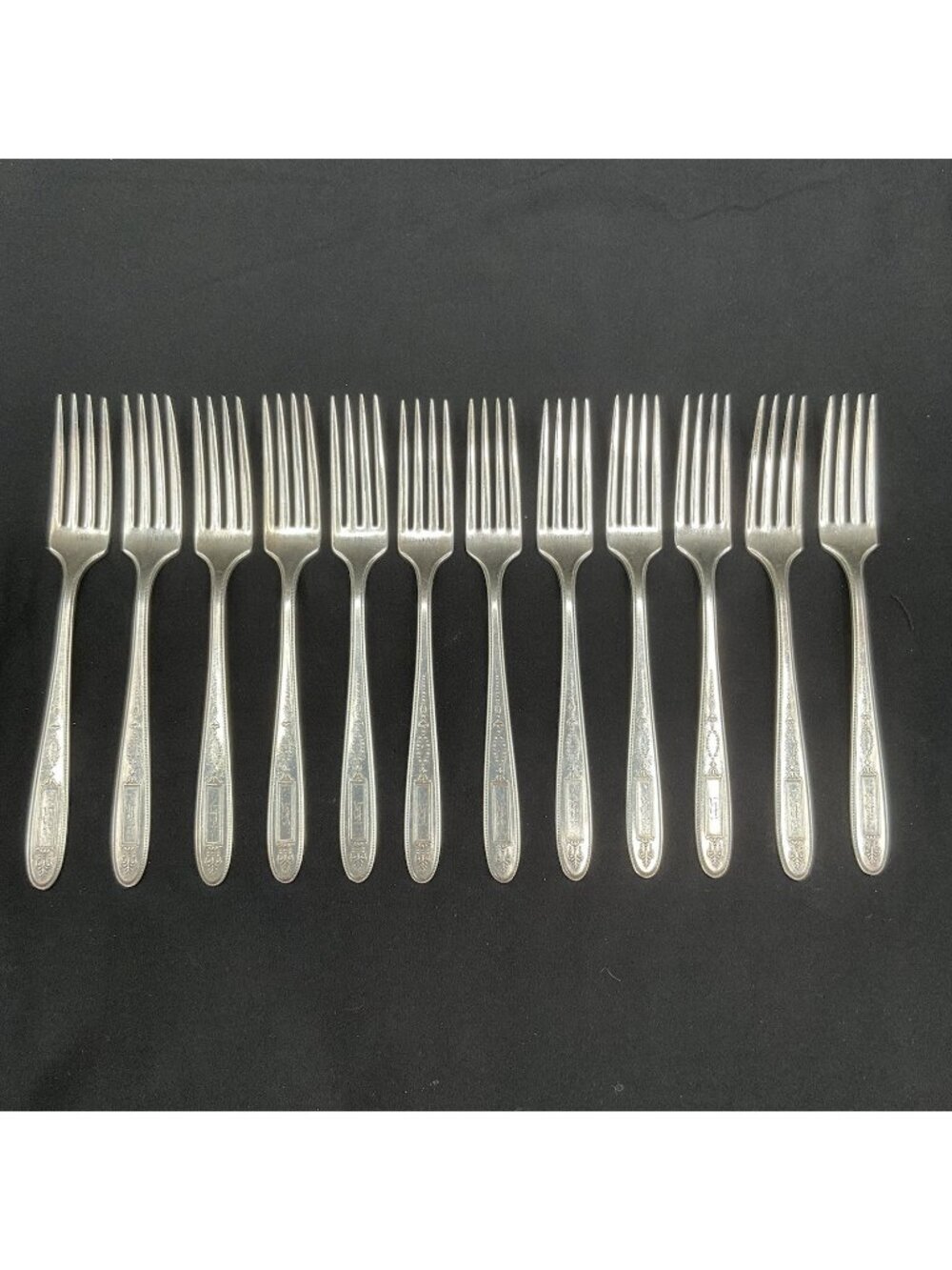 Lot of 12 Community Plate Silverplate Salad Forks Monogram H Vintage Flatware